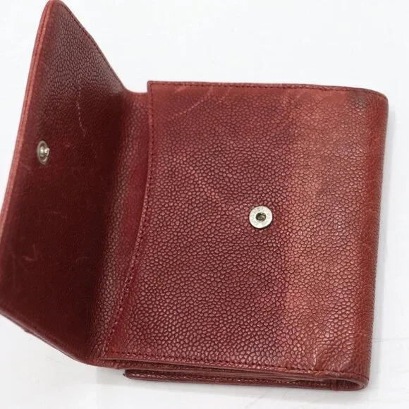 Chanel Red Caviar Leather Billfold Vintage 2005 Wallet